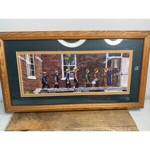 Amish Schoolhouse Professionally Matted & Wood Framed Print Rectangular 20x10
